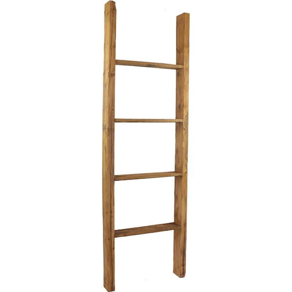 Ekena Millwork 19"W x 60"H x 3 1/2"D Vintage Farmhouse 4 Rung Ladder, Barnwood Decor Collection, Weathered Brown DECR019X060X04LDRBR - main
